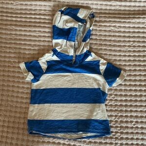 Blue and White Striped Short Sleeve Hoodie -12M Boy